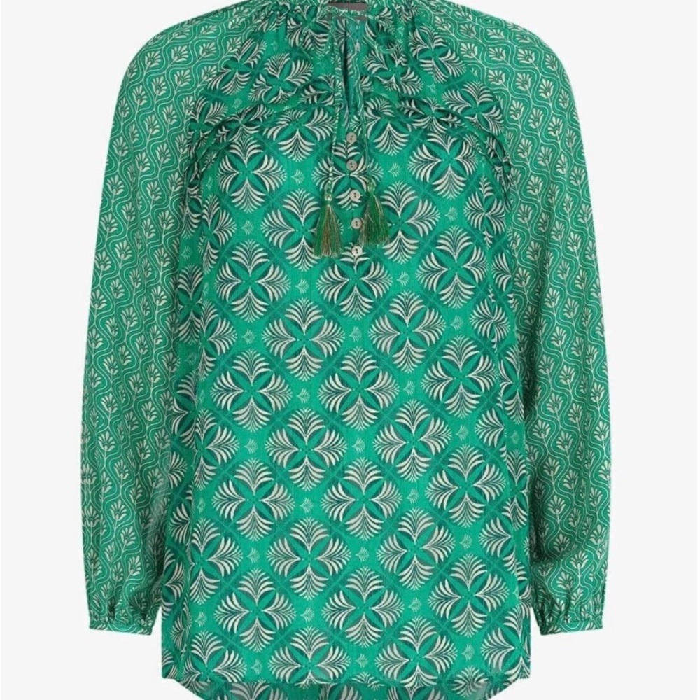 Green Patterned Women's Blouse - Picture 2 of 4